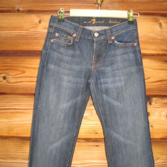 7 for All Mankind Low Rise Boot Cut Jeans 24 X 32 - Picture 5 of 11